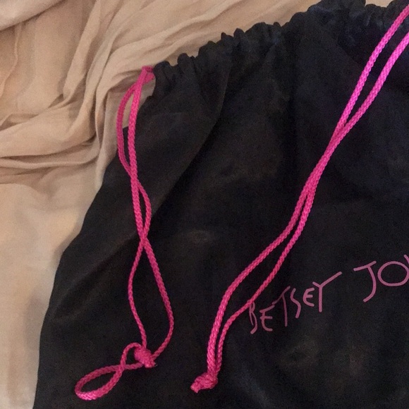 Besty Johnson cover bag in black satin like material with pick pull string . - Picture 3 of 4